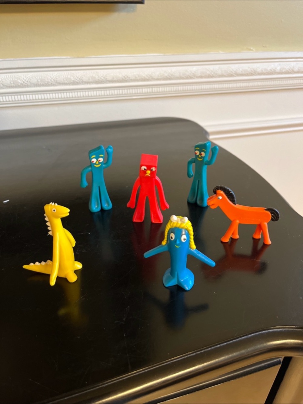 vintage Gumby & friends (6) 3”- 2 gumby’s, poke, Prickle,Goo & blockhead
